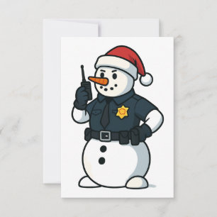 Snowman Police Officer Christmas 2026 Holiday Law  Thank You Card