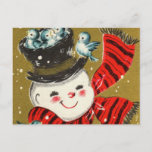 Snowman | Postcards<br><div class="desc">Retro style holiday postcard featuring a vintage Snowman design. Click Customise It to add your own custom text and photos on the back of the card or leave blank to add a handwritten message for family and friends.</div>