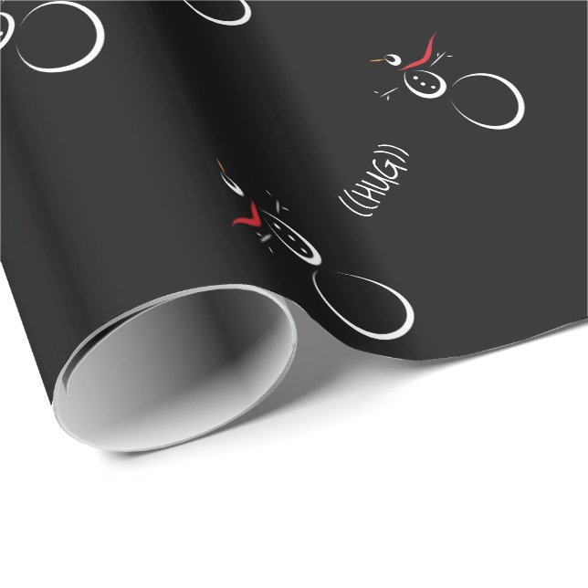 SNOWMAN PRESENTS Text Hug Black Wrapping Paper (Roll Corner)
