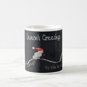 Snowman Pulling Christmas Lights Modern Holiday Coffee Mug