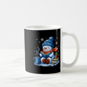 Snowman Reading Book Lovers Christmas Bookworm Lib Coffee Mug
