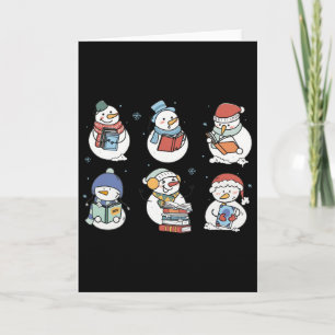 Snowman Reading Book Santa Christmas Bookish Teach Card