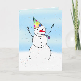 Snowman Ready For A Party! Holiday Card