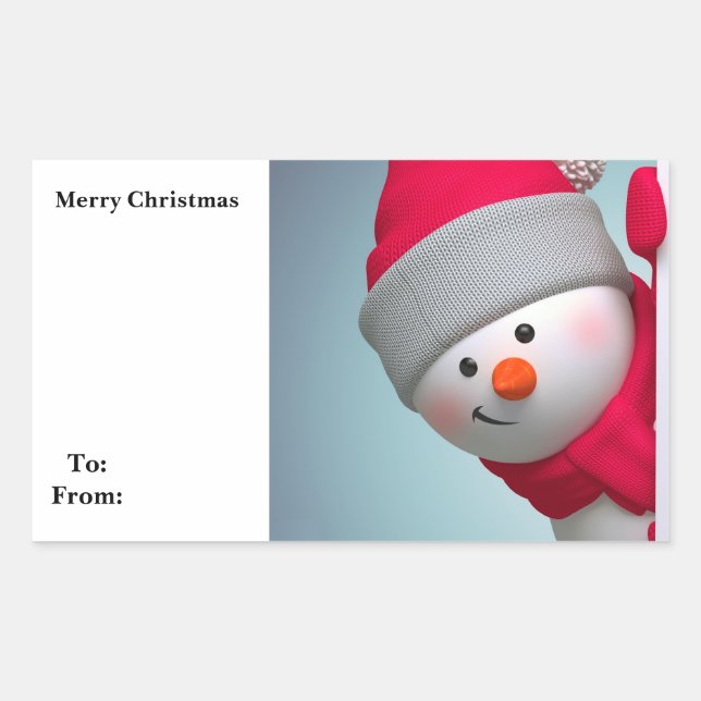 Snowman Rectangular Sticker (Front)