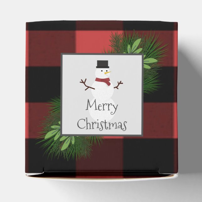 Snowman Red Buffalo Plaid Favour Box (Top)