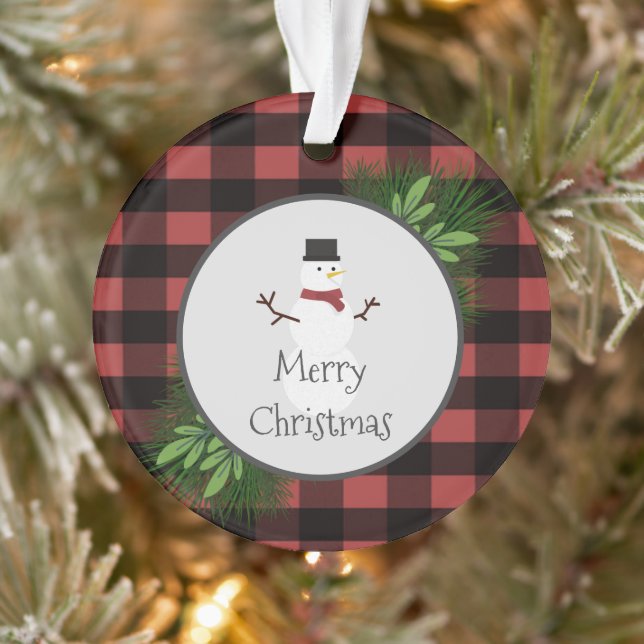Snowman Red Buffalo Plaid Ornament (Tree)