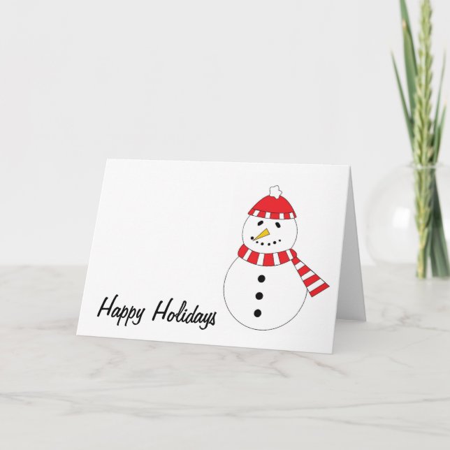 Snowman Red Clothes Holiday Card (Front)
