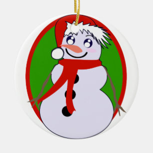 Snowman Red & Green Ornament