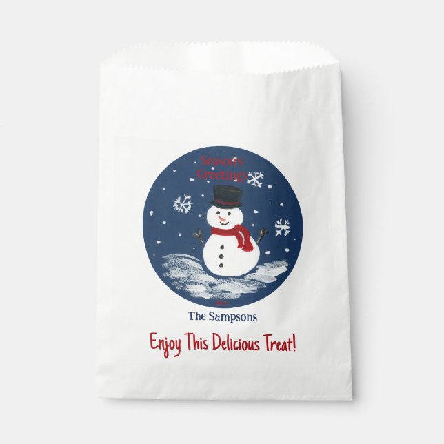 Snowman Red PERSONALIZE  Favour Bag (Front)