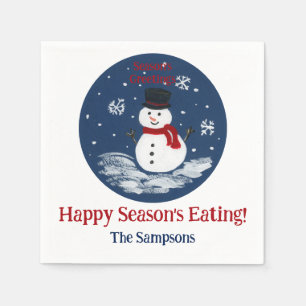 Snowman Red PERSONALIZE Napkin