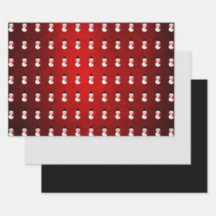 Snowman/ Red Scarf Design Wrapping Paper Sheet