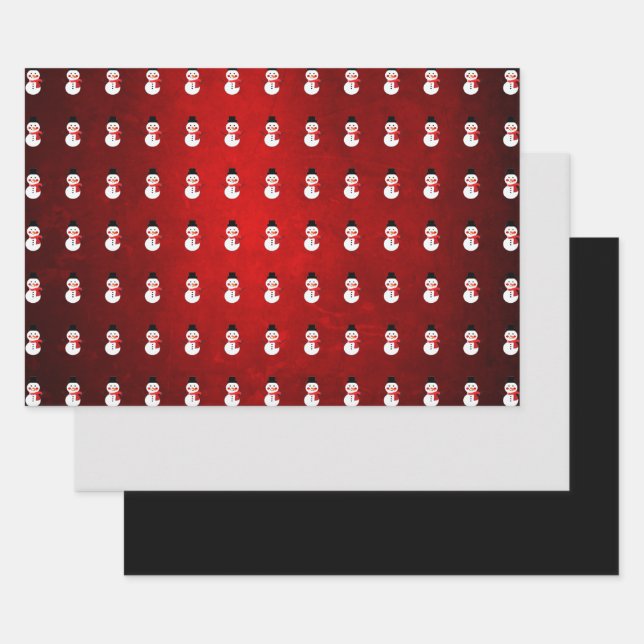 Snowman/ Red Scarf Design Wrapping Paper Sheet (Set)