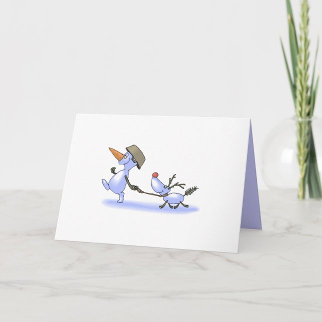 Snowman & Reindeer Holiday Card (Front)
