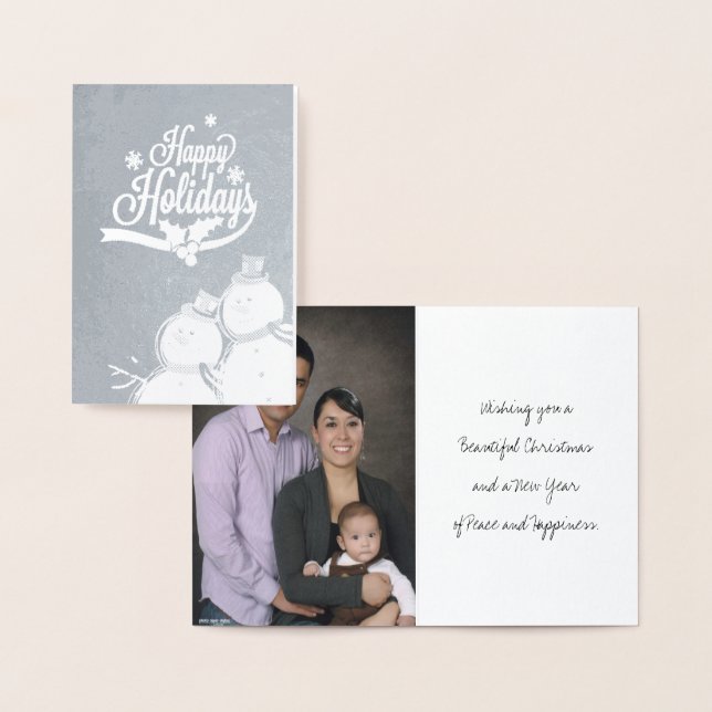 Snowman Retro Happy Holidays Foil Card (Display)