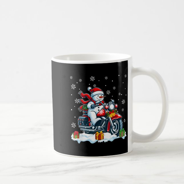Snowman Riding Motorcycle Christmas Biker Funny Te Coffee Mug (Right)