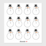 Snowman (Right-Facing) Winter Holiday Christmas<br><div class="desc">This super-fun sticker will brighten anyone's day! A white snowman has black coal eyes, smiling mouth, and buttons, a black top hat, and an extra-long orange carrot nose. Great for Christmas or Hanukkah cards or gift-wrapping, winter birthday presents or cards, party favour bags, or winter-themed crafts. And, don't forget the...</div>