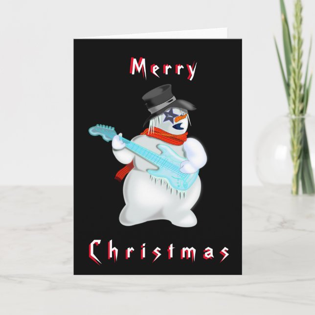 Snowman Rock Funny Christmas Card (Front)