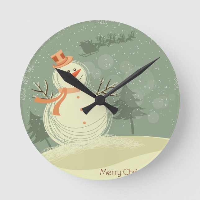 Snowman Round Clock (Front)