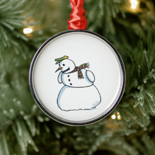 Snowman round premium ornament