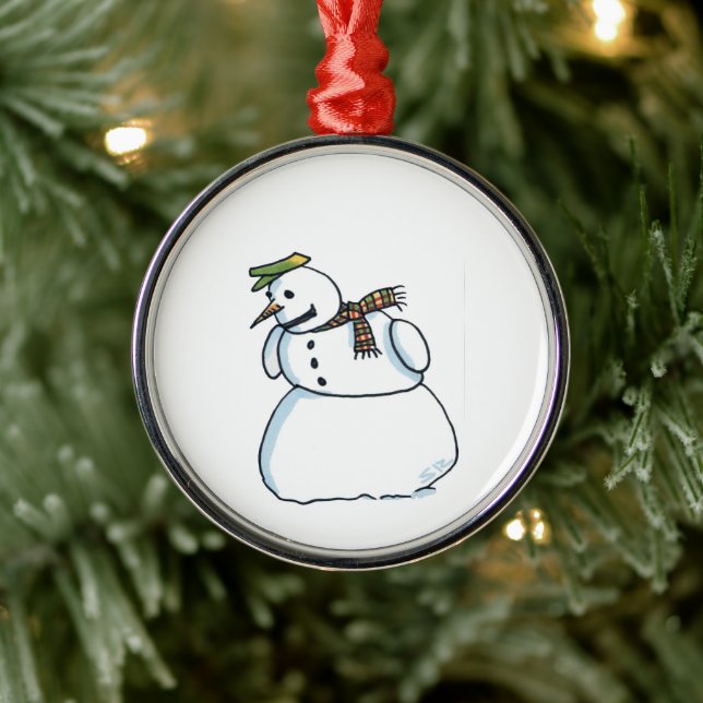Snowman round premium ornament (Tree)