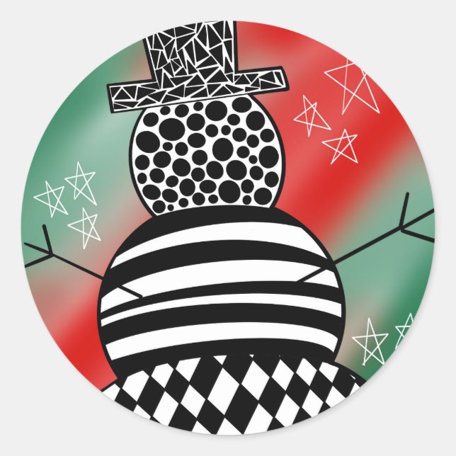 Snowman Round Sticker (Front)