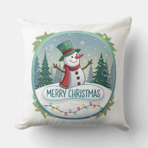 Snowman’s Joyful Christmas Welcome Cushion