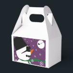 Snowman & Santa Christmas Favour Box<br><div class="desc">Snowman & Santa Christmas Favour Box - All dressed up standing in a snow shower looking up at the moon where Santa can be seen flying onward to complete his happy trip.Original artwork by LC. Copyright 2018</div>