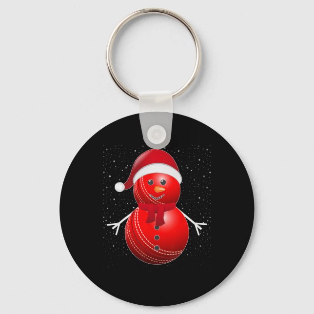 Snowman Santa Cricket Ll  Key Ring (Front)