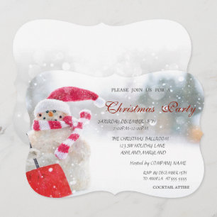 Snowman, Santa Hat, Company Christmas Party Invitation