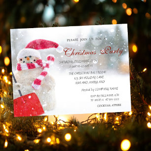 Snowman, Santa Hat, Company Christmas Party Invitation