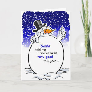 Snowman, Santa Humour, Christmas Holiday Card