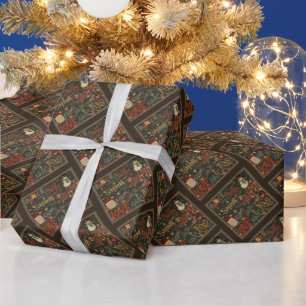 Snowman Santa Reindeer Jesus Love Festive  Wrapping Paper