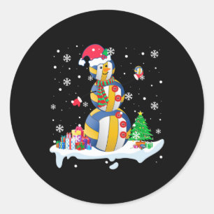 Snowman Santa Volleyball Playing Golf Xmas Player Classic Round Sticker