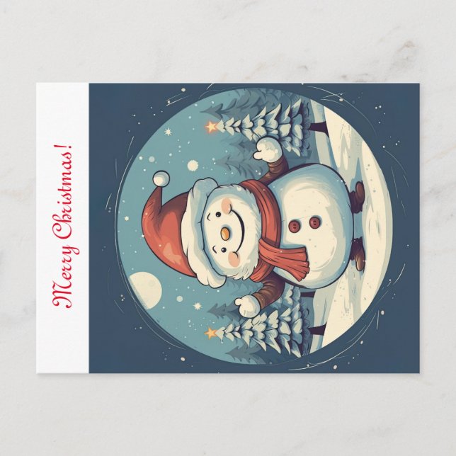 Snowman saying Marry Christmas Postcard (Front)