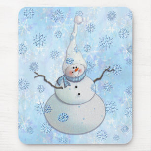 SNOWMAN, SCARF & SNOW HAT by SHARON SHARPE Mouse Pad