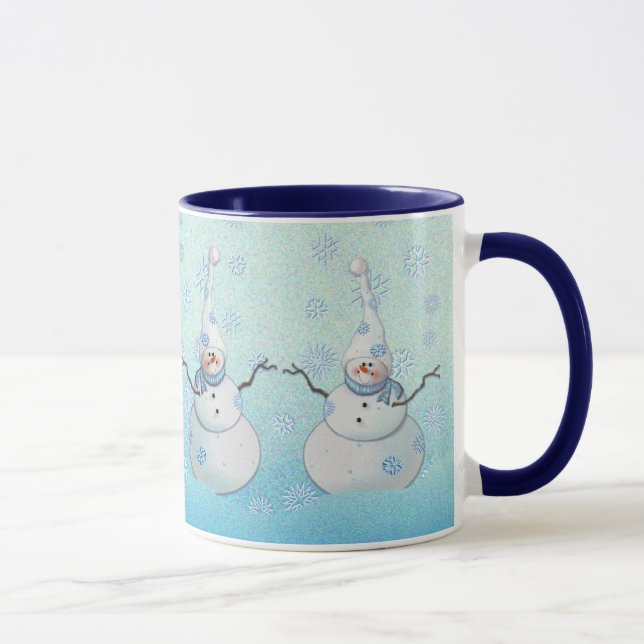 SNOWMAN, SCARF & SNOW HAT by SHARON SHARPE Mug (Right)
