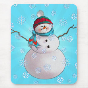 SNOWMAN, SCARF & STOCKING CAP by SHARON SHARPE Mouse Pad