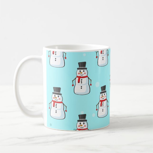 Snowman Seamless Pattern  Coffee Mug (Left)