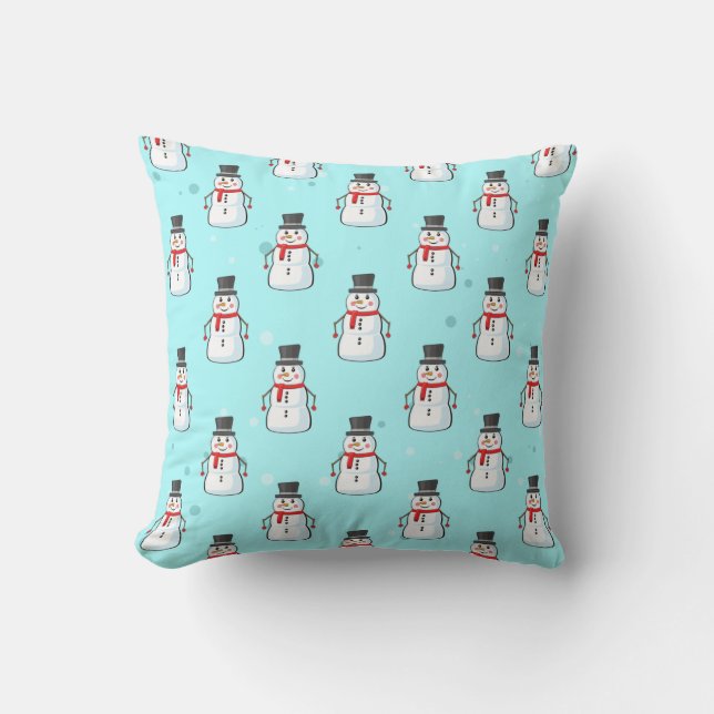 Snowman Seamless Pattern Cushion (Front)