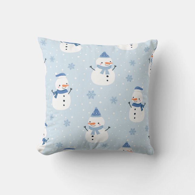 Snowman seamless pattern,winter background,winter  cushion (Front)