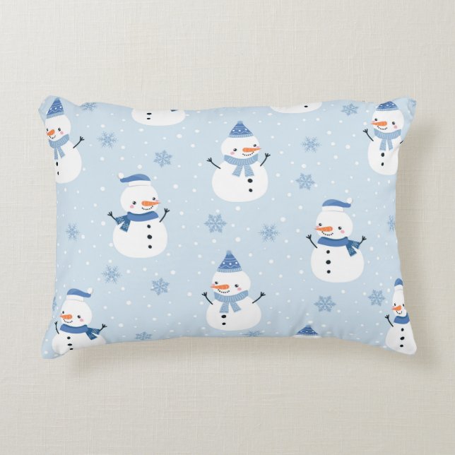 Snowman seamless pattern,winter background,winter  decorative cushion (Front)