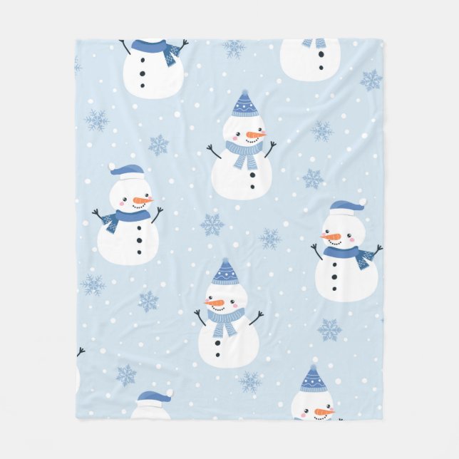 Snowman seamless pattern,winter background,winter  fleece blanket (Front)
