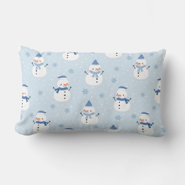 Snowman seamless pattern,winter background,winter  lumbar cushion (Front)