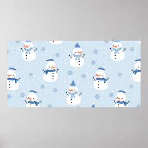 Snowman seamless pattern,winter background,winter  poster