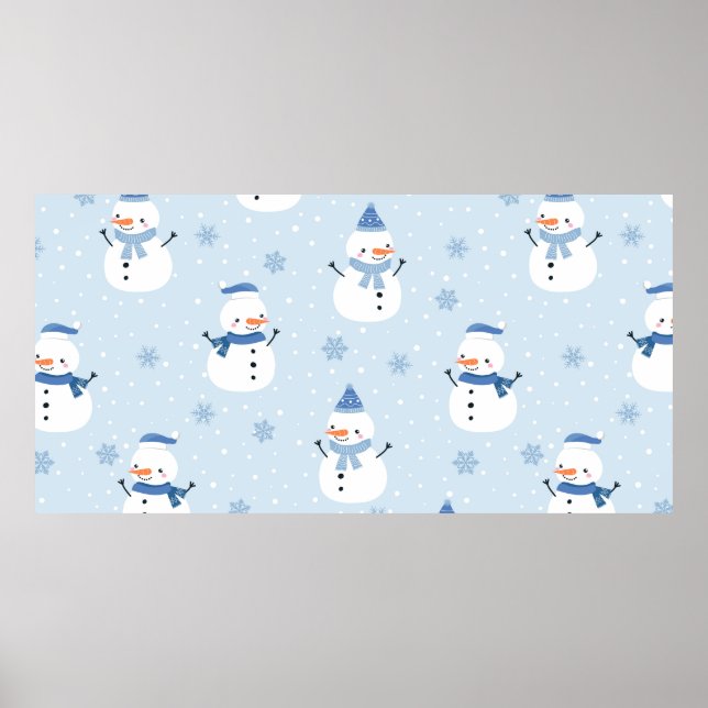 Snowman seamless pattern,winter background,winter  poster (Front)