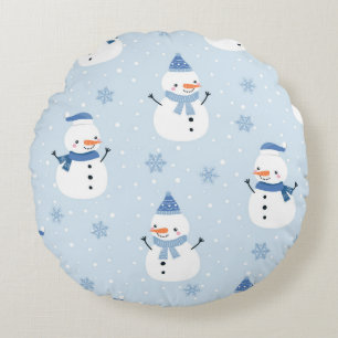 Snowman seamless pattern,winter background,winter round cushion