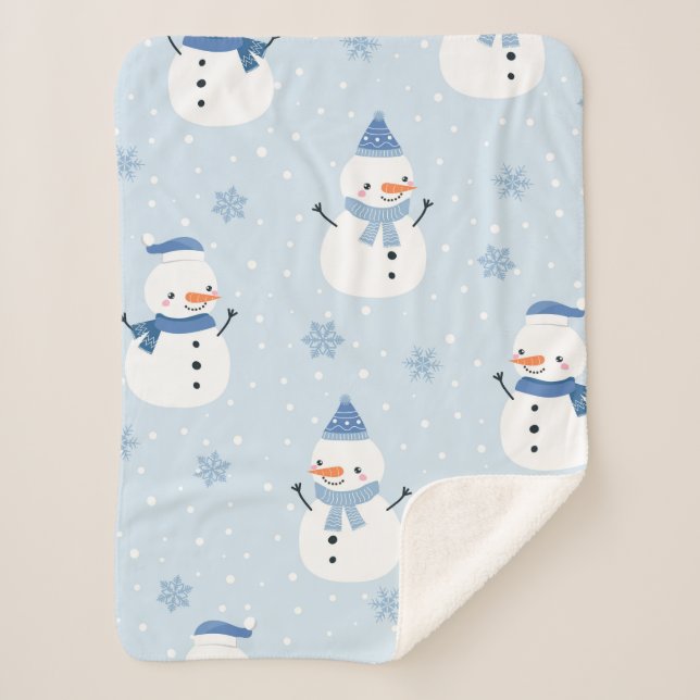 Snowman seamless pattern,winter background,winter  sherpa blanket (Front)