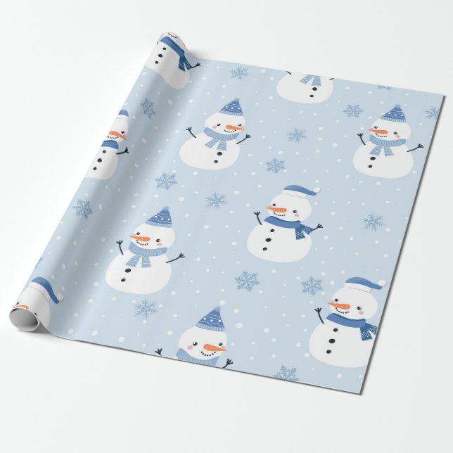 Snowman seamless pattern,winter background,winter  wrapping paper (Unrolled)