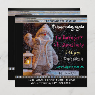 Snowman Searching for you on Christmas Night Invitation