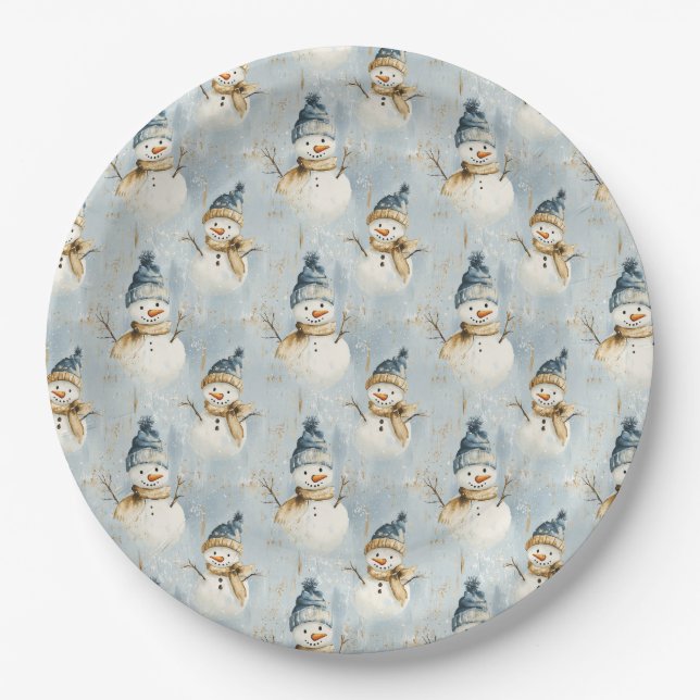 Snowman Serenade Paper Plate (Front)
